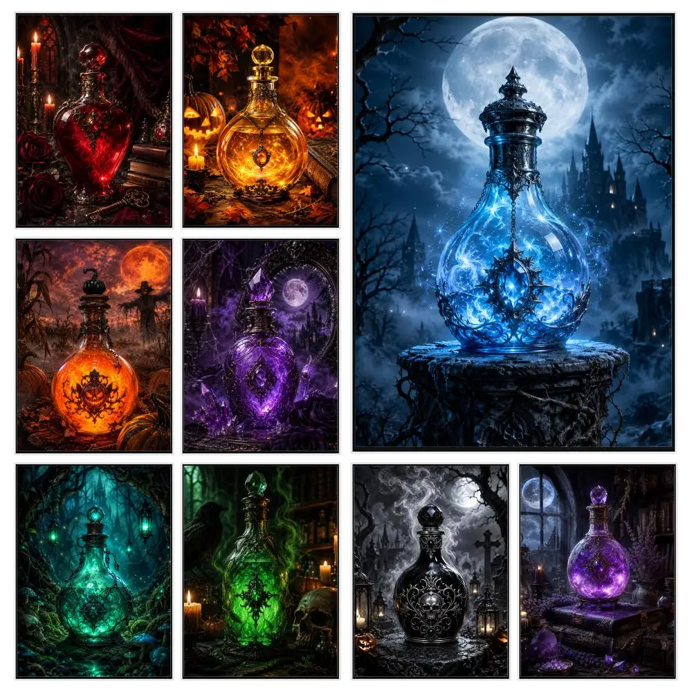 h-Halloween Potion Bottle Poster Modern Luxury Wall Poster Home Decor Space Enhancer
