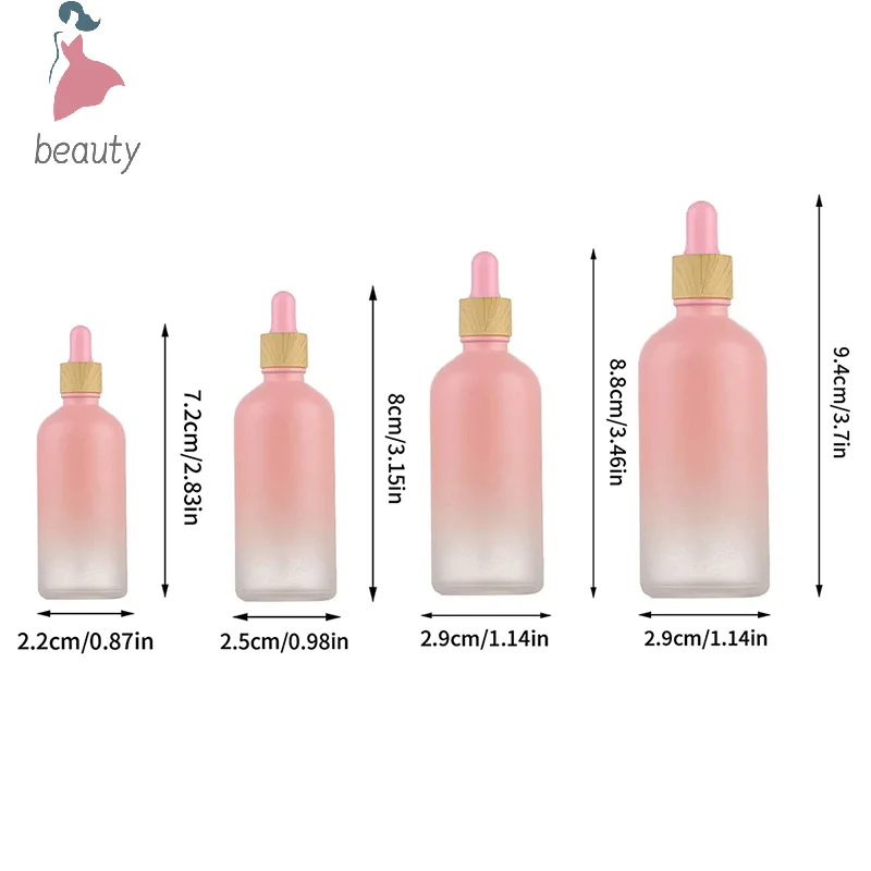 5/10/15/20 ML Pink Frosted Glass Bottle with Pipette Dropper, Pink Essential Oil Bottles, Cosmetic Essence Packing Bottle