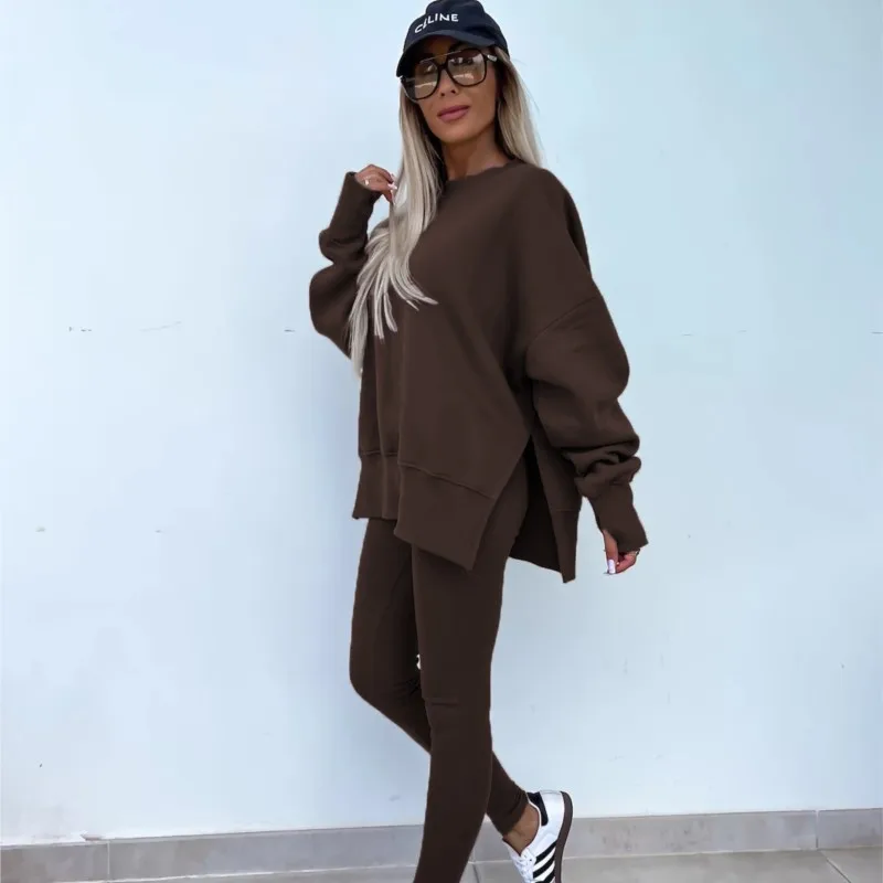 

2024 New Suits Casual Loose Tops Leggings 2-piece Set Women's Sweatshirt Autumn And Winter Suits Fashionable Women