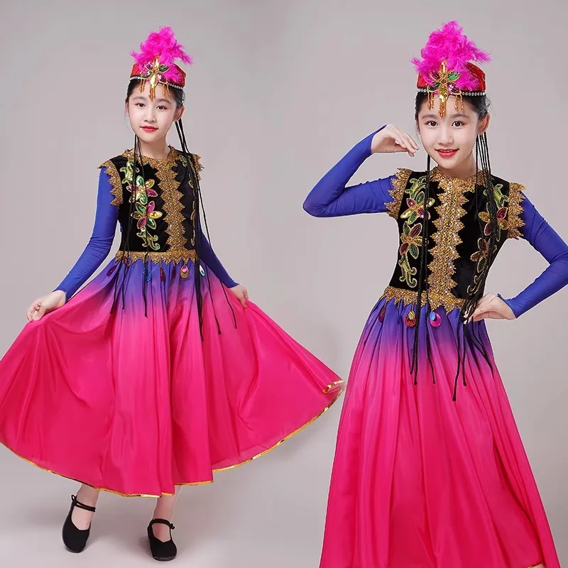 New Mongolian Traditional Clothes Children Wear Inner Mongolia Dance Costumes Mongolian Gown Adult Minority Costumes Dress