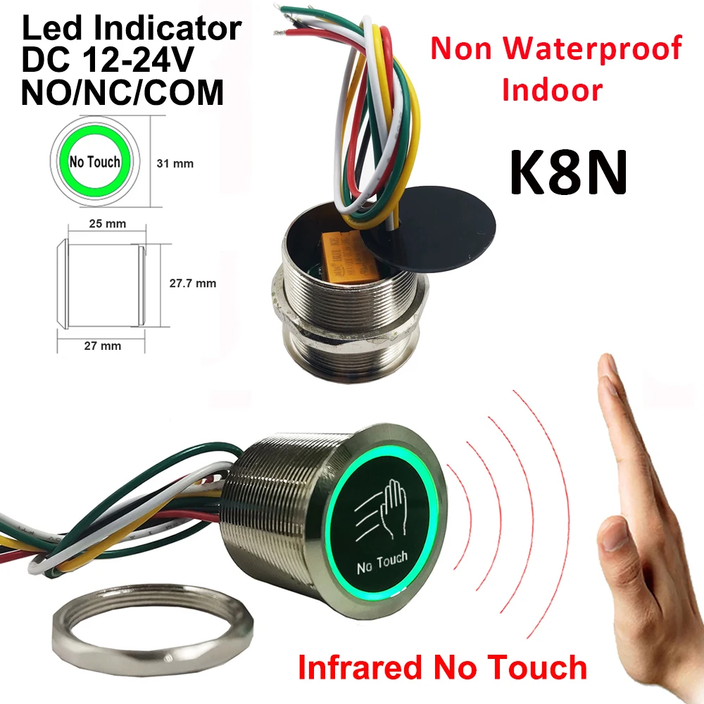 Imagem -04 - Led Tempo de Atraso Distância Sensível Ajustável Fechadura da Porta Interruptor Sensor Infravermelho sem Toque Botão Saída Dc12v 24v