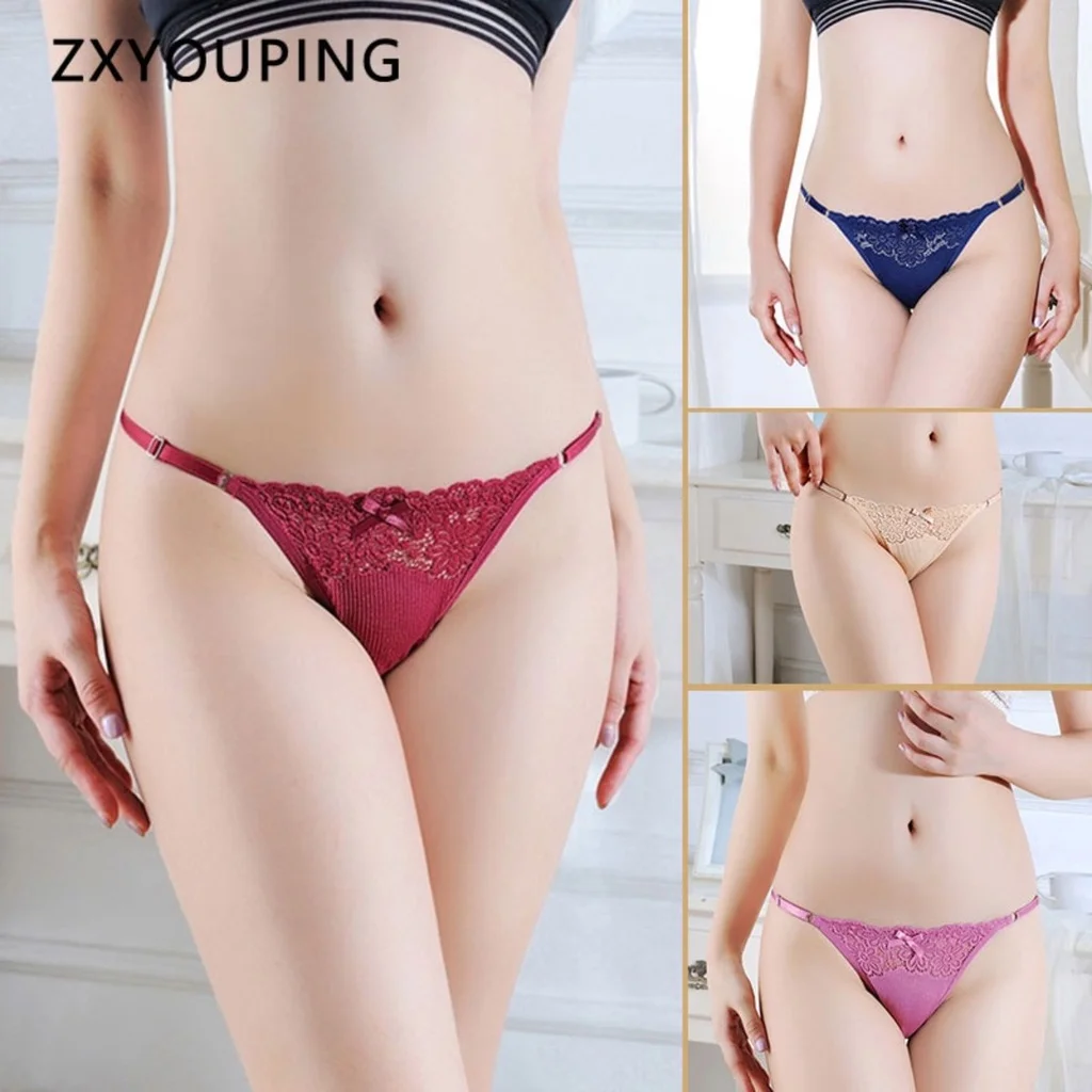 

Women's Sexy Thong Low Waist Thin Strap Thong Lace Cotton Splicing Thong Panties