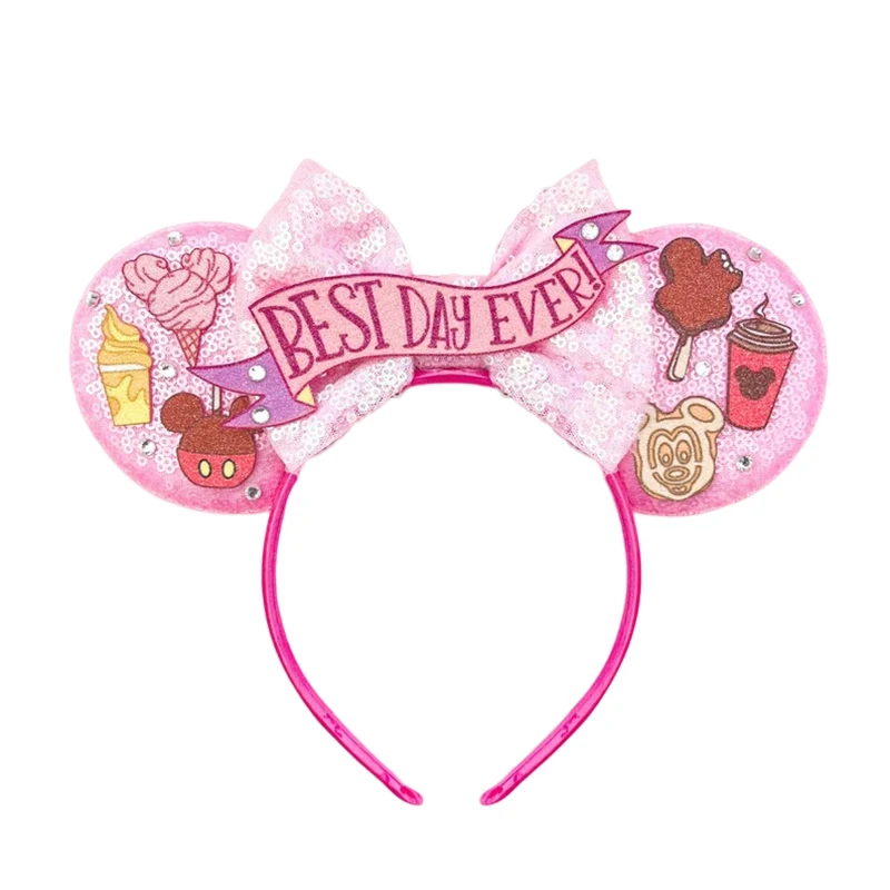 Disneyland Ears Hair Bands For Girls Disney Mickey Headbands Kids Cosplay Minnie Mouse Hair Band Women Sequins Bow Headband Baby