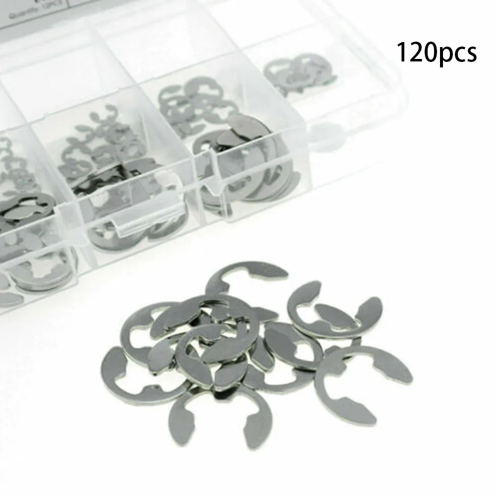 120 Pcs Snap Ring Set M1 5 to M10 Stainless Steel E Clips C Circlip Kit Assorted Sizes for Various Stationary Tasks