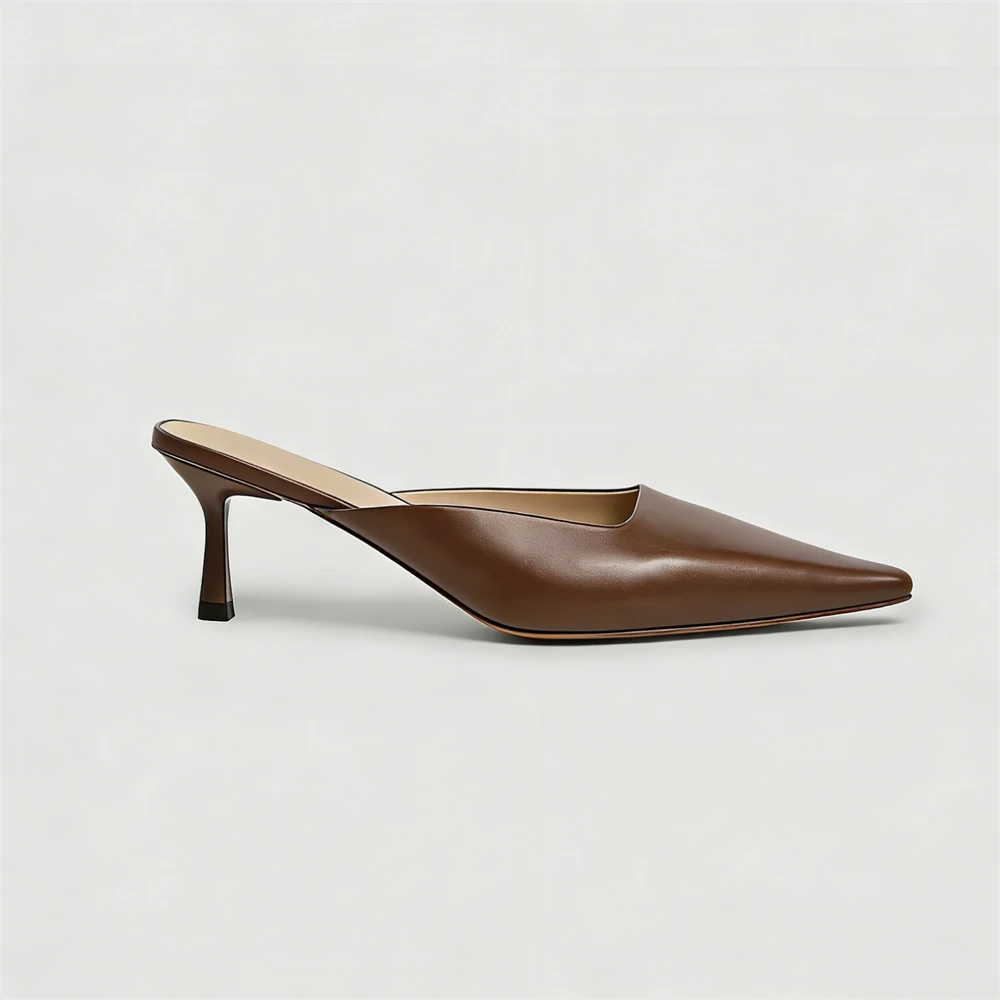 Genuine Leather Slingback Pumps with Pointed Toe High Heels