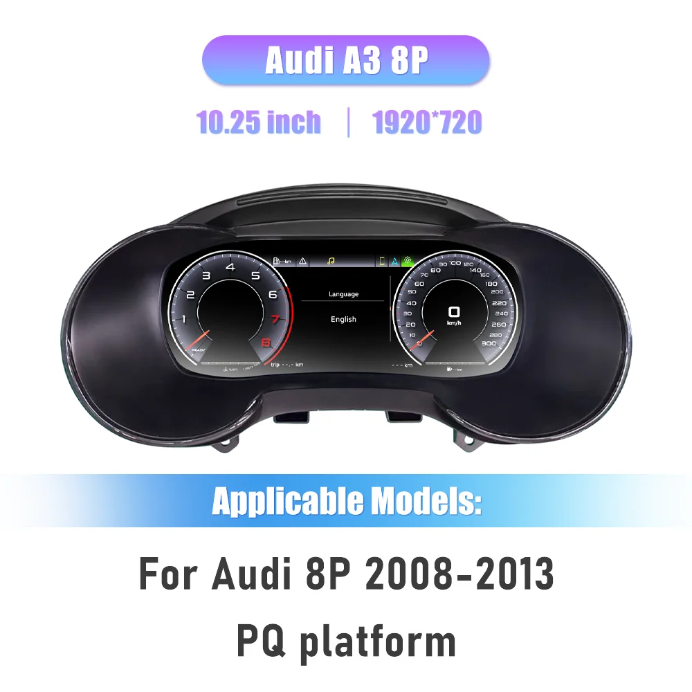 10.25 ''Prelingcar Digitale Dashboard Voor Audi A3 8P A3 8V2008-2019 Jaar Auto LCD Panel Snelheidsmeter virtuele Cockpit