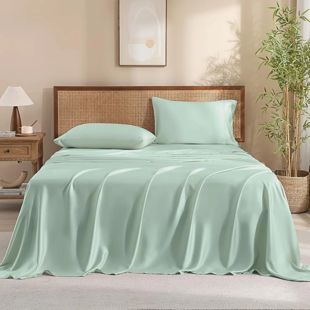 

Luxury Bamboo Viscose Sheets Set, 300 Thread Count Sateen, Silky Soft, 16-Inch Deep Pockets