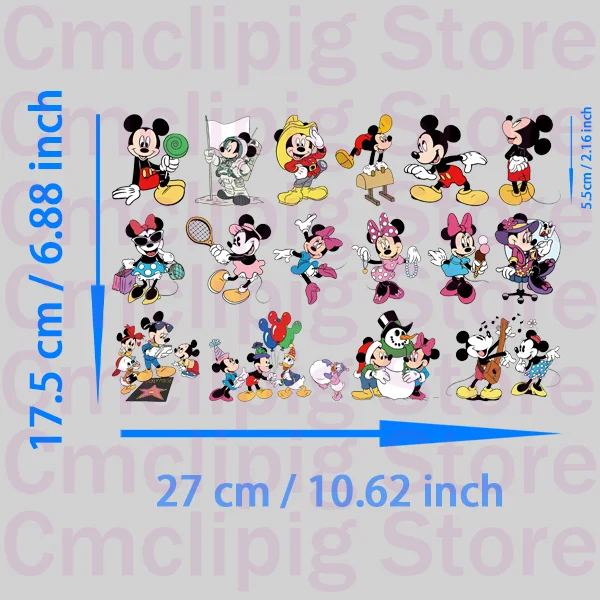 Mickey Mouse Clorhing stickers Patches for clothes Minnie Mouse thermo-stickers for children Flex fusible transfer