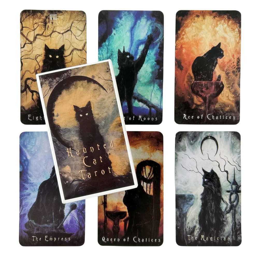 Cartes de tarot Haunted Cat, jeu de 78 cartes Oracle English Visions Divination Edition, cartes de jeu de société