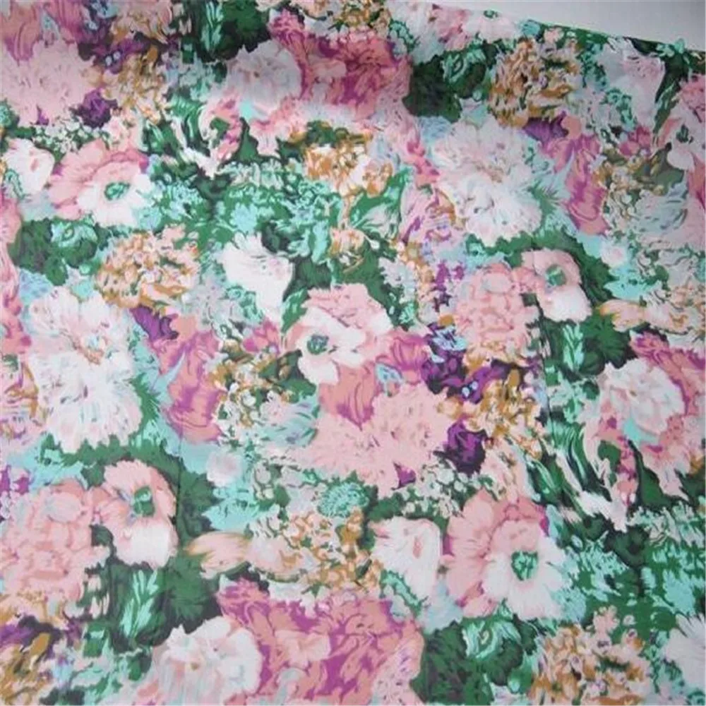 New Printed Big Flower Popular Soft 100% Pure Silk Georgette Fabric for Elegant Girl Fashion Clothes