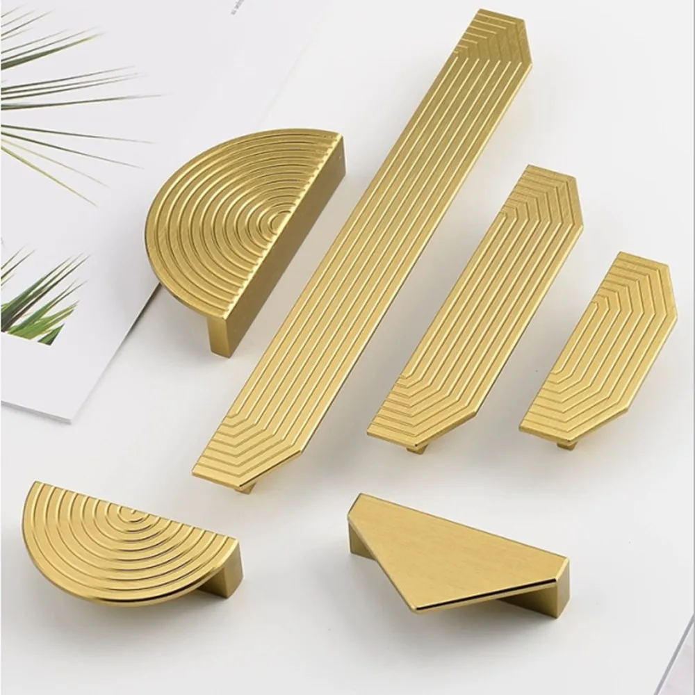 64 192mm Modern Simple Brushed Gold Hemicircle Aluminium Drawer Cabinet Door Handle Stain Brass Cupboard Wardrobe Symmetry Knob