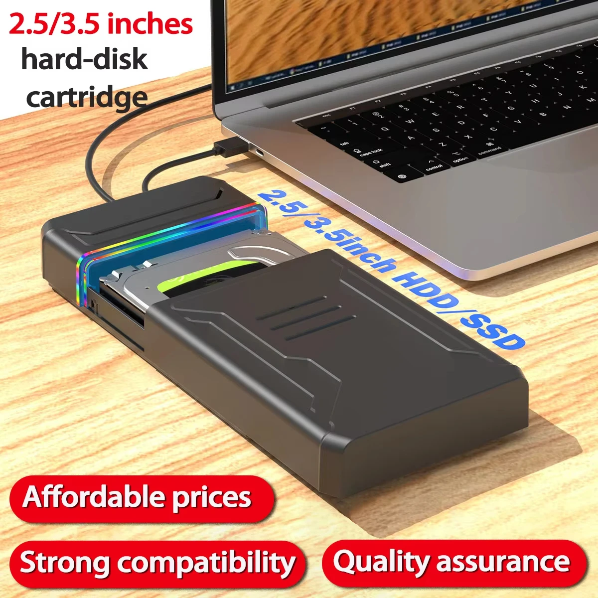3.5 ''2.5'' HDD SATA TO Type C อะแดปเตอร์ฮาร์ดไดรฟ์ภายนอกดิสก์ 3.5 นิ้ว SSD Disk ได้ถึง 6Gbps 18TB HDD กล่องสําหรับ PC
