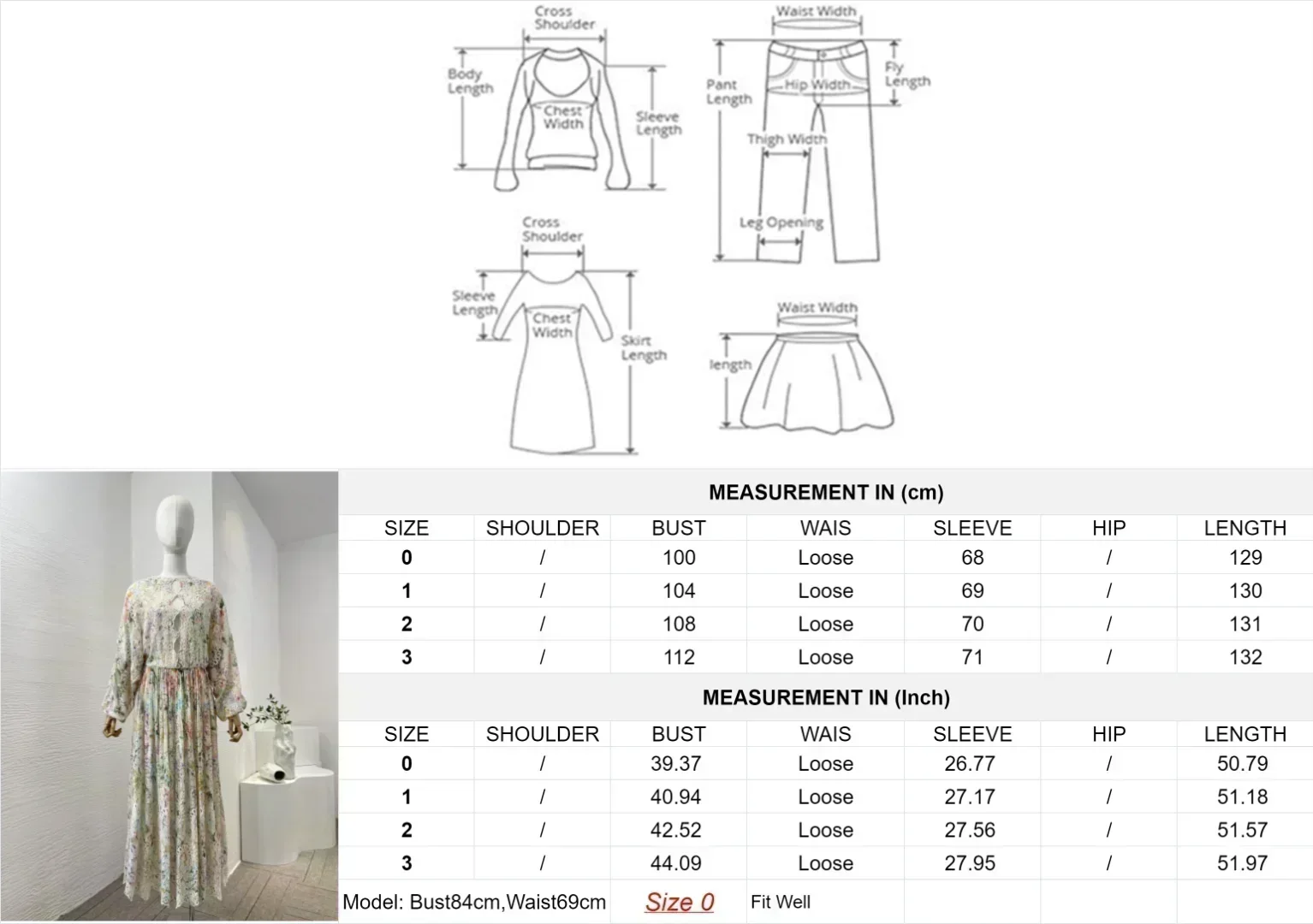 مجموعة جديدة عالية الجودة المرأة البيج الأزهار طباعة كم طويل الجوف خارج التطريز فستان ميدي