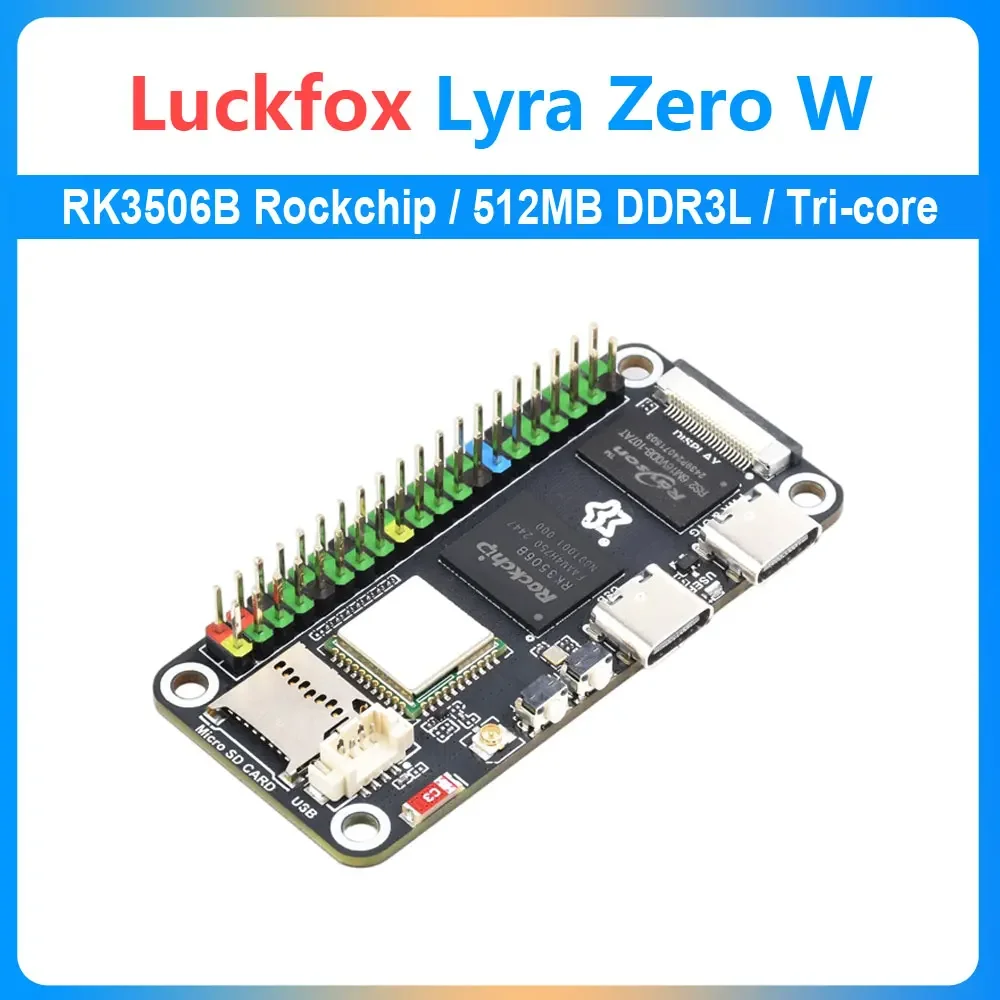 VoltSLuckfox Lyra Zero W Linux Development Board RK3506B Rockchip 512MB For MIPI/DSI Display Size Compatible With Raspberry Pi Z