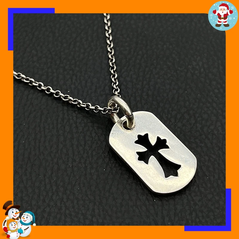 Premium Retro Medium Hollow Cross Army Necklace Hip Hop Personality Cross Pendant Classic
