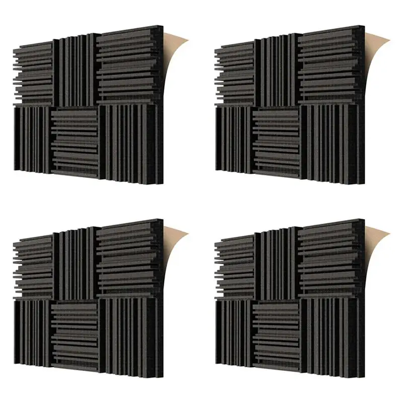 

Акустические панели из звукопоглощающей пены AB31-24Pcs, самоклеящиеся, 12 x 12 x 2 дюйма, для звукоизоляции студий звукозаписи, черные