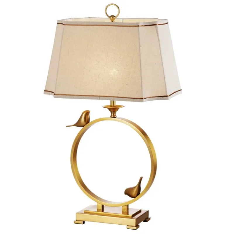 American electroplated bird creative desk lamp ring bedroom modern simple pastoral Chinese hotel