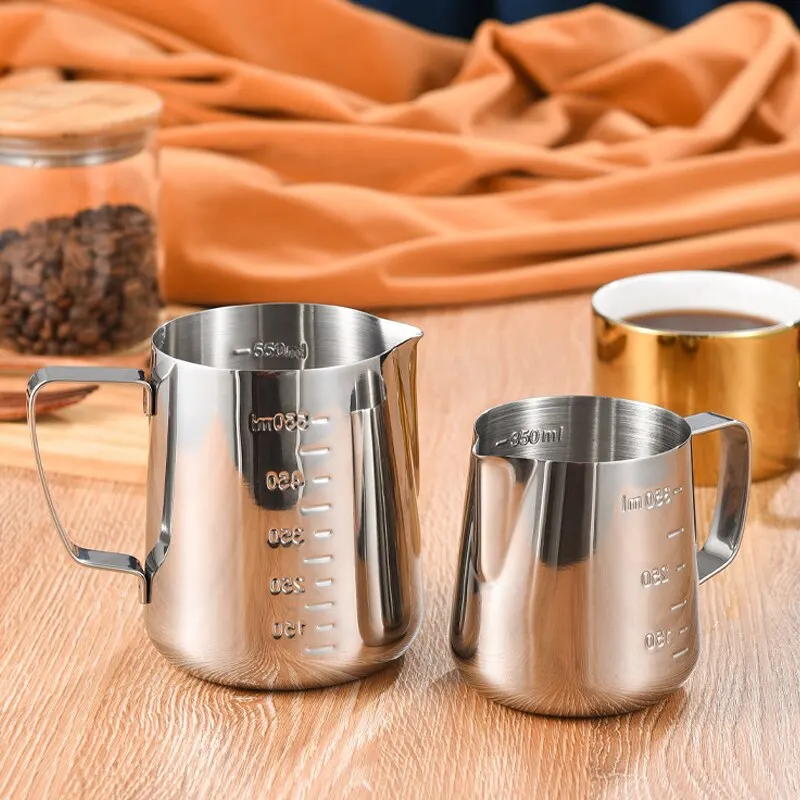 

F2 Stainless Steel Milk Frothing Jug Silver Frother Coffee Latte Mug Container Metal Pitcher Barista Coffee Cup Make Accessories