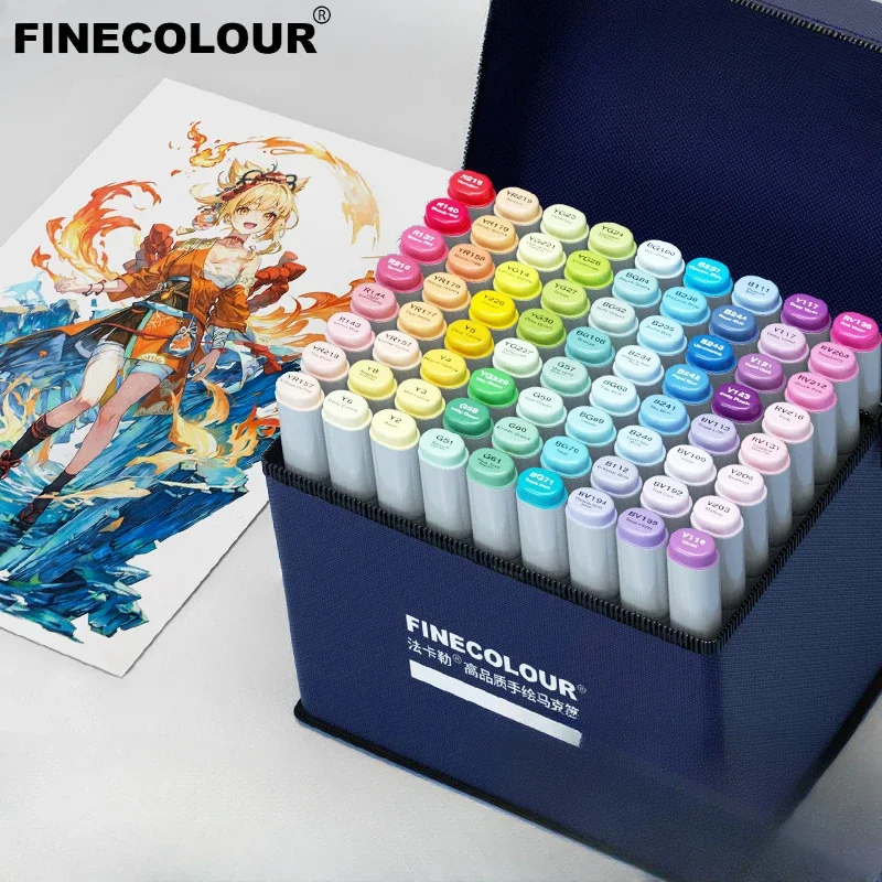 FINECOLOUR EF100 Alcohol Art Markers Marker Pens Set Color Refillable Dual Tips Sketching Drawing Manga School Art Supplies