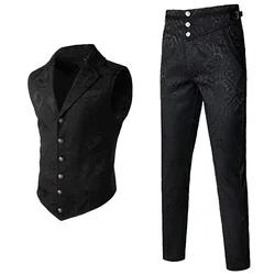 Gothic Vest Pants Combination, Halloween Men's Suit Vest Pants, Steampunk Victorian Stage Pantalon Performance Style Waistcoat