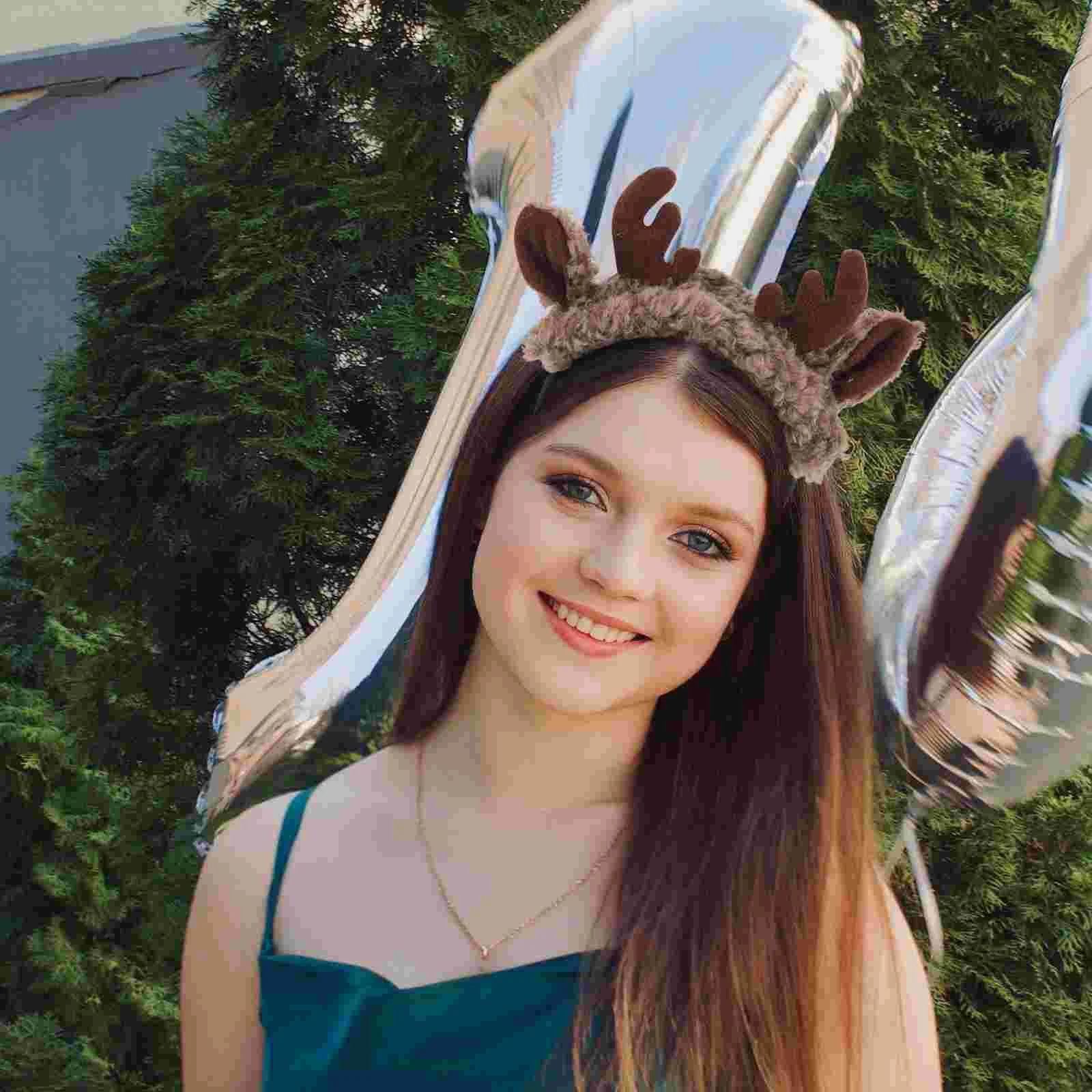 

Antler Headband Deer Antlers Hair Accessories Ears Women Costume Animal Adult Horn Holiday Decor Props Ribbon
