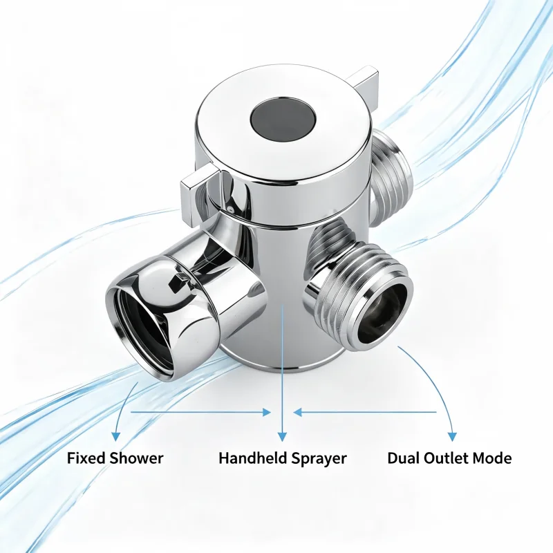 Zinc Alloy 3-Way Water Diverter Valve 1/2 Inch G1/2 T-Shape Adjustable Shower Tap Switch Adapter for Bathroom Toilet Faucet Acce