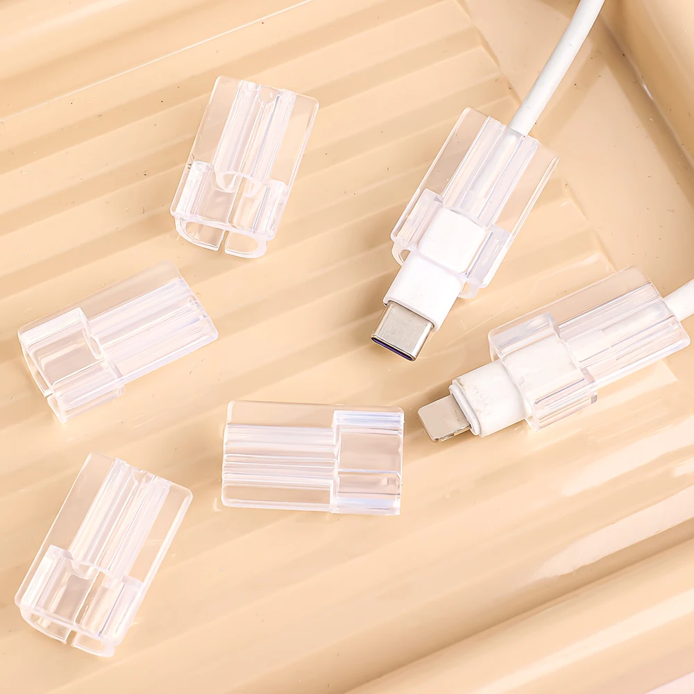 1-10PCS Transparent Cable Protector Cover For Apple iPhone Type C Micro USB Data Cord Universal Charger Wire Clear Case Clip