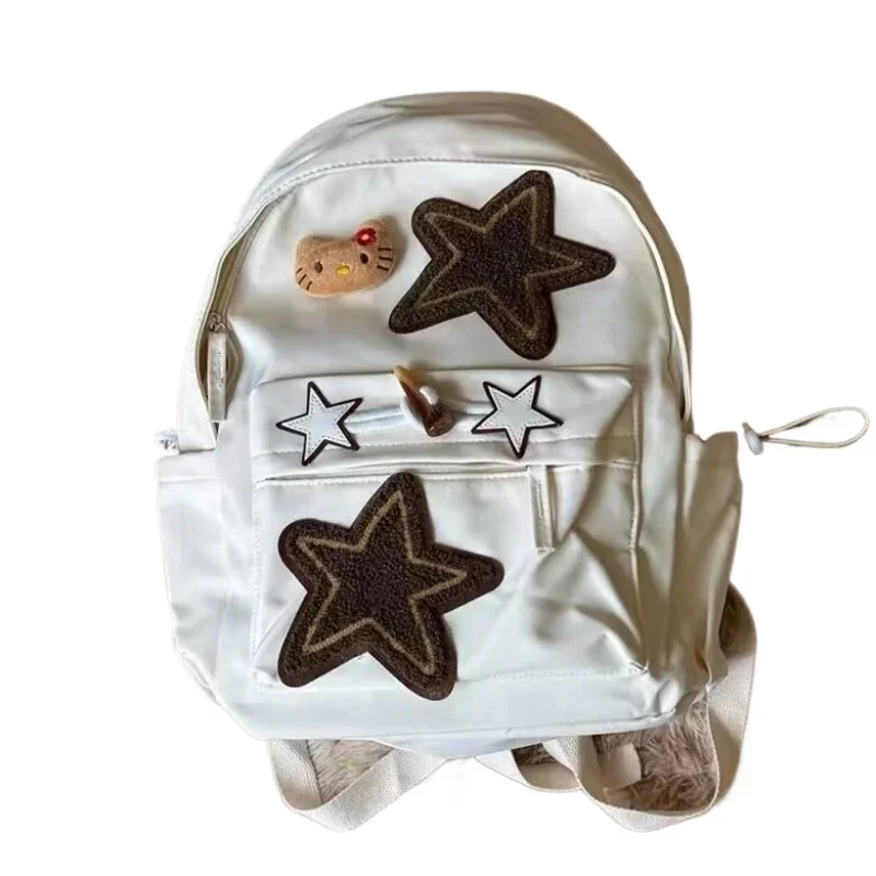 Cute Cat American Vintage Stars Large Capacity Backpack Storage Bag Student Schoolbag Computer Package Travel Backpacks