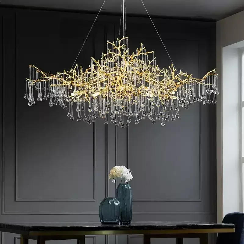 New crystal chandelier  living room hotel lobby lighting designer branch  Luxury decoration project light Gold  chrome