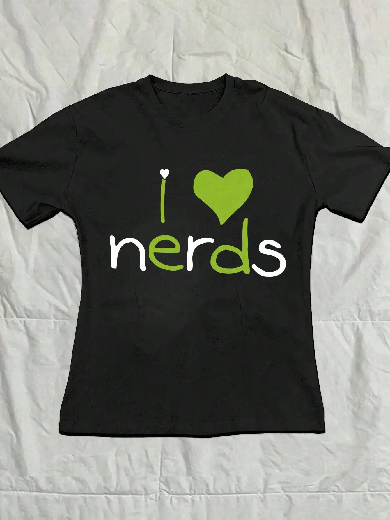 

Женская футболка с рисунком I Love Nerds, повседневная футболка с короткими рукавами и круглым вырезом, уличная одежда на весну и лето