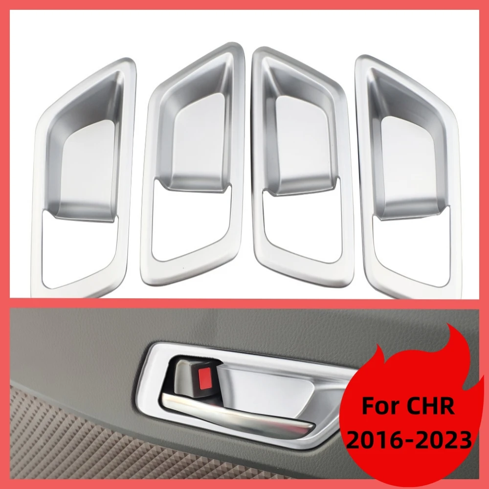 Car Inner Door Handle Bowl Cover Trim for Toyota CHR C-HR 2016 2017 2018 2019-2023 ABS Carbon Fiber Stickers 4Pcs Decoration