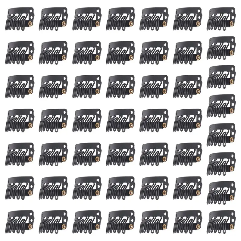 

【SELL FAST 】40Pcs U-Shaped Clamp For Hair Extensions Wig Clips DIY Comb Black Frame