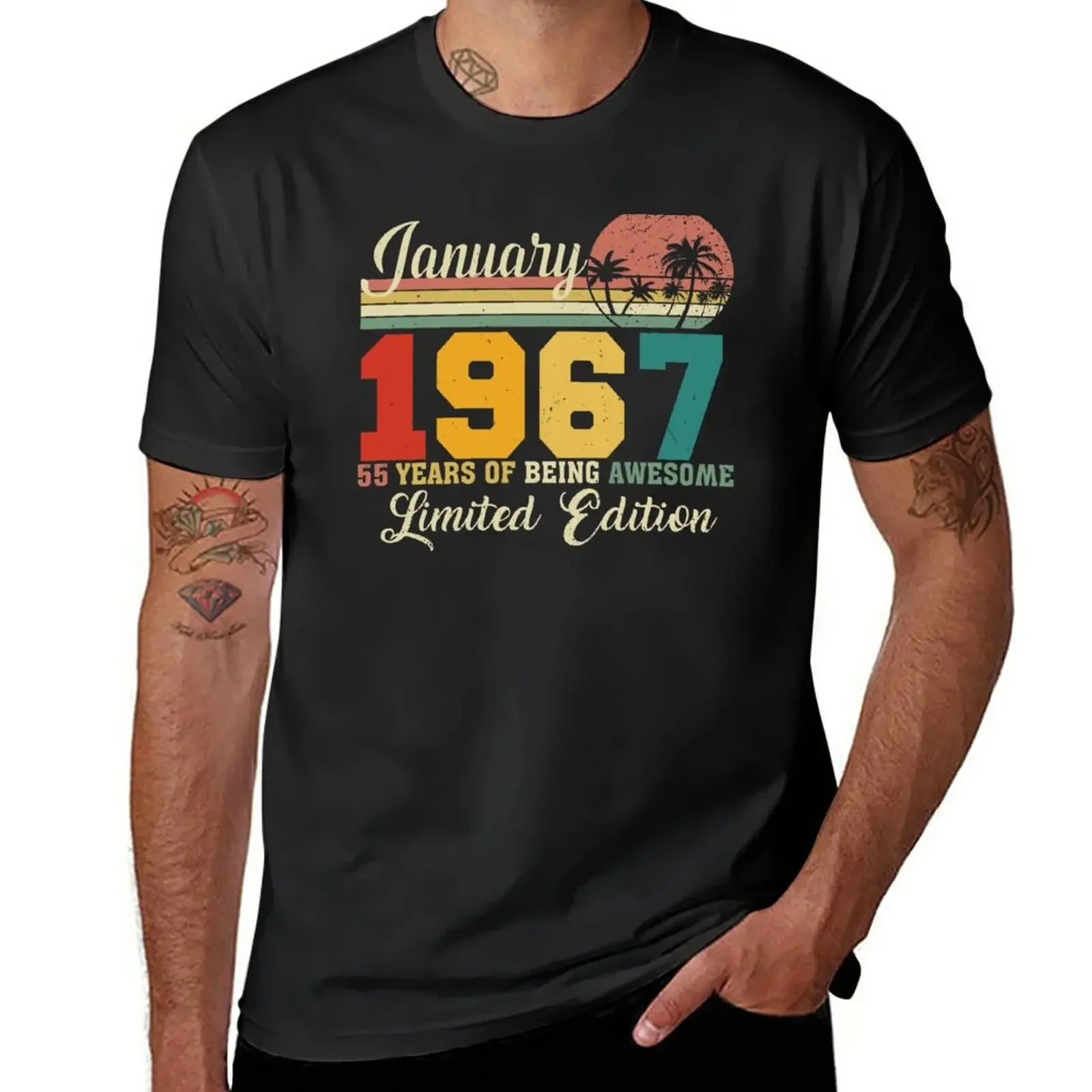 

January 1967 55 Years Of Being Awesome Limited Edition Since Old Vintage Gifts Tees T-Shirt cute tops anime men clothings