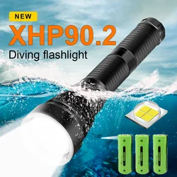 XHP90 Ultra Powerful Rechargeable Led Diving Flashlight Long Shot Strong Light Underwater Lantern Big Hand Torch 18650/26650