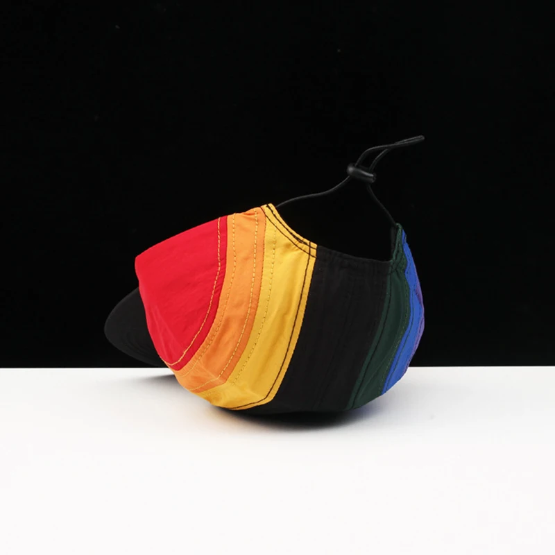 Korean Style Color Gradient Rainbow Baseball Cap Four Seasons Hip Hop Drawstring Peaked Cap Sunscreen Breathable Snapback Hat