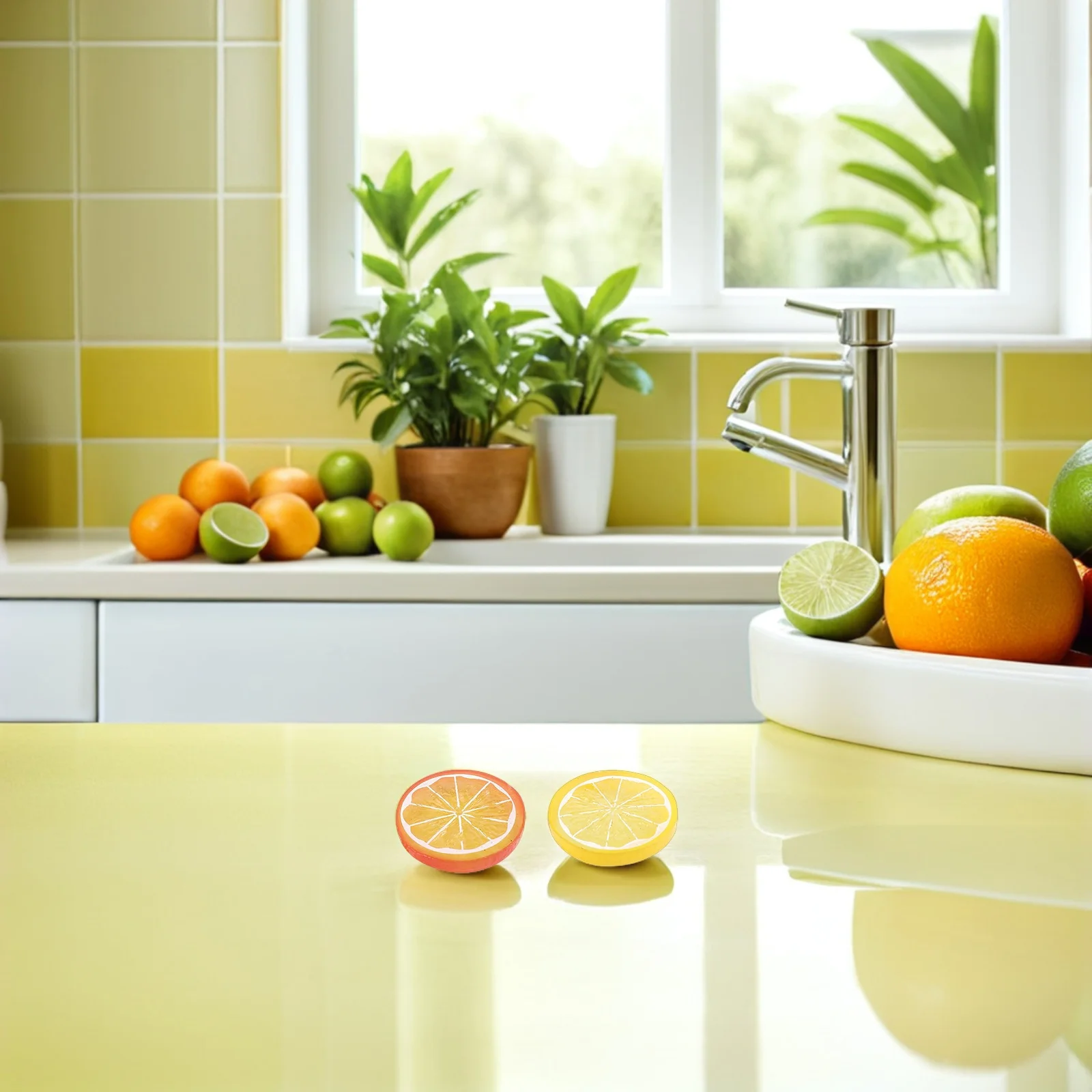 

24pcs Artificial Lemon Slices Realistic Fake Fruit For Home Decor Photography Props Kitchen Pretend Play Lifelike Lime Slices