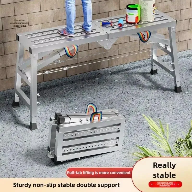 Thickened Steel Horse Stool Ladder, Mobile Work Platform, Double Support Folding Scaffold, Indoor Decoration Engineering