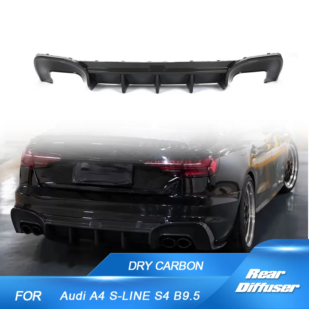 Prepreg DRY Carbon Car Rear Bumper Diffuser for Audi A4 B9.5 S-Line S4 2020-2023 Car Rear Bumper Diffuser Lip Spoiler