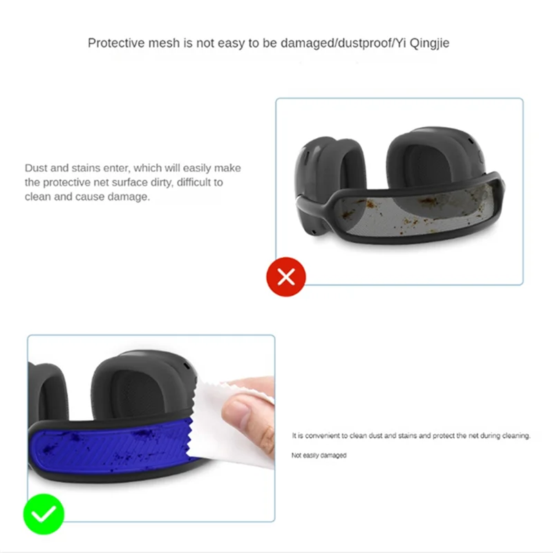 M16KFor Apple AirPods Max Penutup Ikat Kepala Silikon Sarung Bantal Dapat Dicuci Penutup Pelindung Multifungsi, Hitam