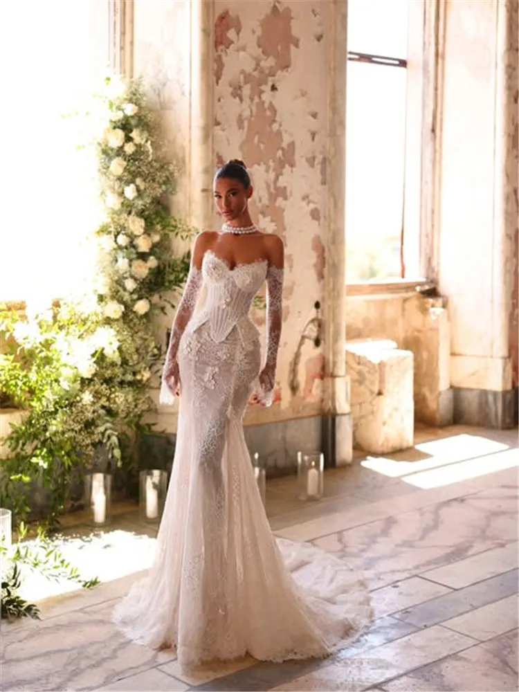 

Corset Wedding Dress Vestidos De Novia Tallas Curvy Mermaid Dresses Lace Mangas Desmontables Bespoke 2025 Robe Mariage Casamento
