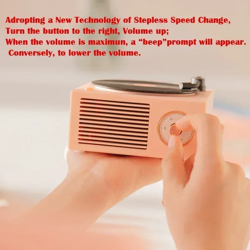 

HIFI Aux Support Shape Portable Record Player Vintage Retro Microphone Speaker Music Box Type Built-in Bluetooth Stereo Wireless