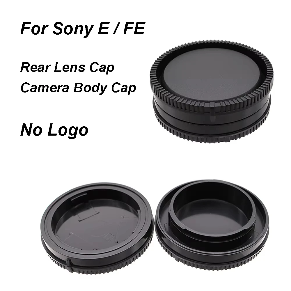 Tampa Traseira de Lente ou Tampa de Corpo de Câmera ou Conjunto de Tampas (sem logotipo) de Plástico Preto para Lentes Sony E FE, compatível com A7, A7R, A7S, A1, A9, A6000