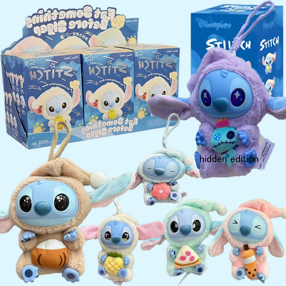 

Disney New Stitch Eat Some Thing Before Sleep Series Виниловая слепая коробка Сумка Подвеска Милая плюшевая кукла Mystery Box Игрушка Рождественские подарки