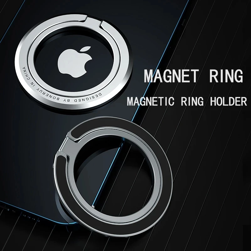 Magnetic Phone Ring Aluminum Metal Stand Holder For iPhone 14 13 12 Pro Max Removable Mobile Phone Compatible MagSafe Kickstand