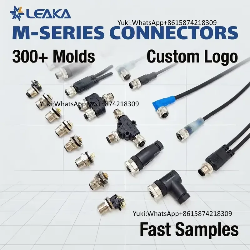 LEAKA Custom M-Series M8 M12 M16 M23 Wire Harness Cable Assembly IP67 Waterproof Connector for Industrial Automation OEM ODM