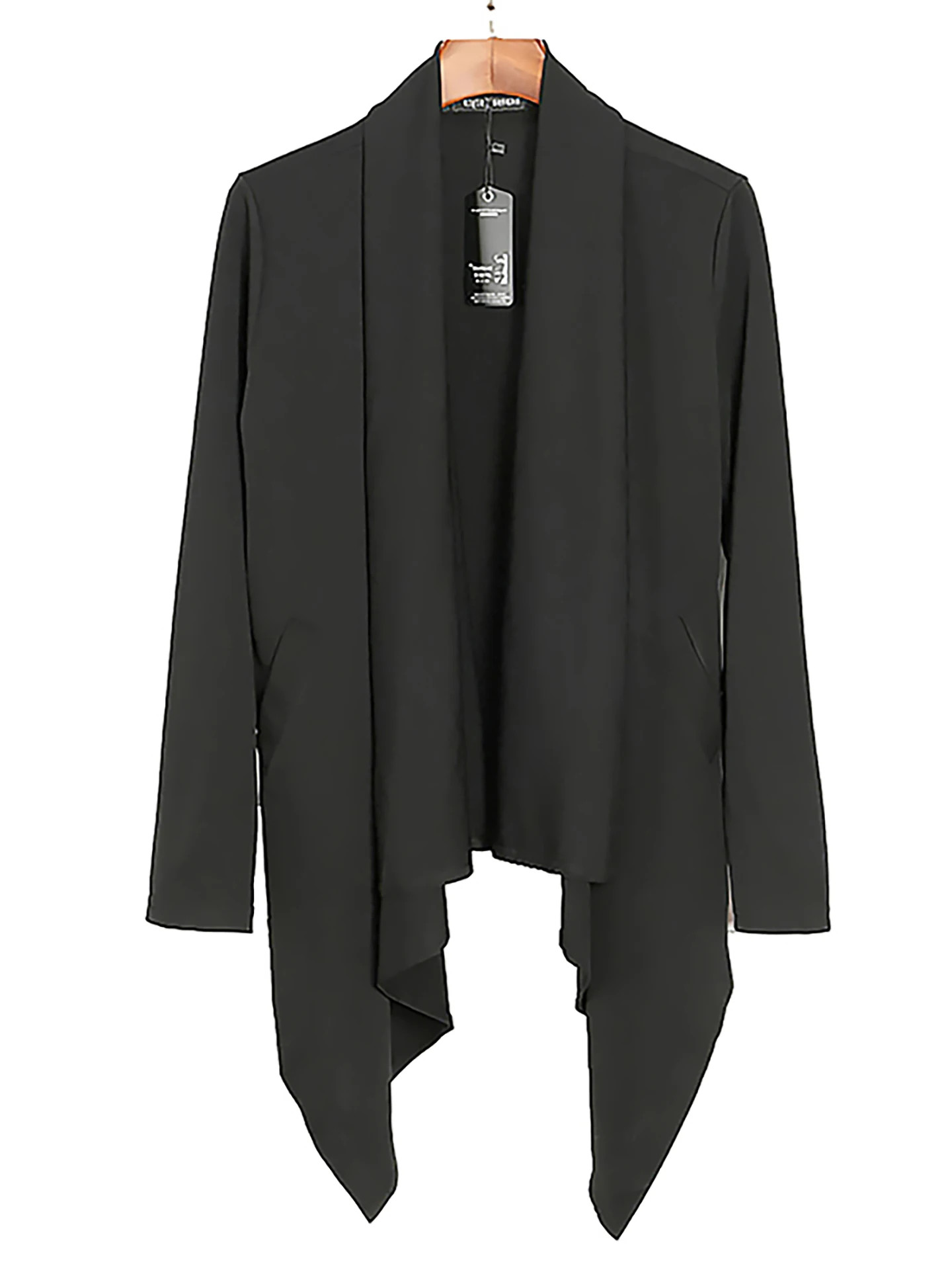 

Trendy Bla Knitted Cardigan Jaet Long Sve Spring Autumn Men's Outerwear Casual Sle No Button Mid-Length Coat