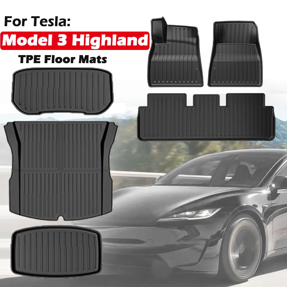 

Floor Mats for Tesla Model 3 Highland 2024,All-Weather 3D Material Cargo Car Trunk Mats Front Rear Cargo Liners Accessories