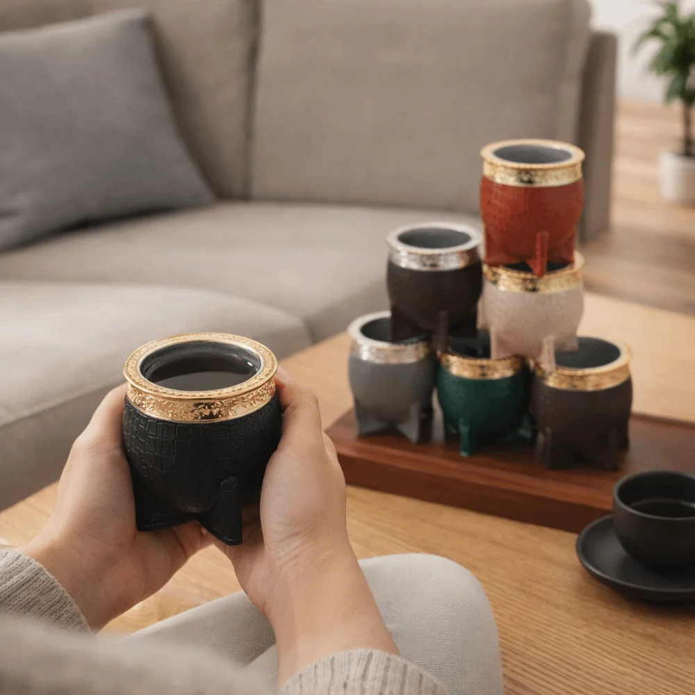 Taza Mate de Acero Inoxidable de Doble Pared, 180 ml, Diseño de Caparazón de Tortuga, Fondo Plano, Resistente a la Oxidación, para Sala de Estar
