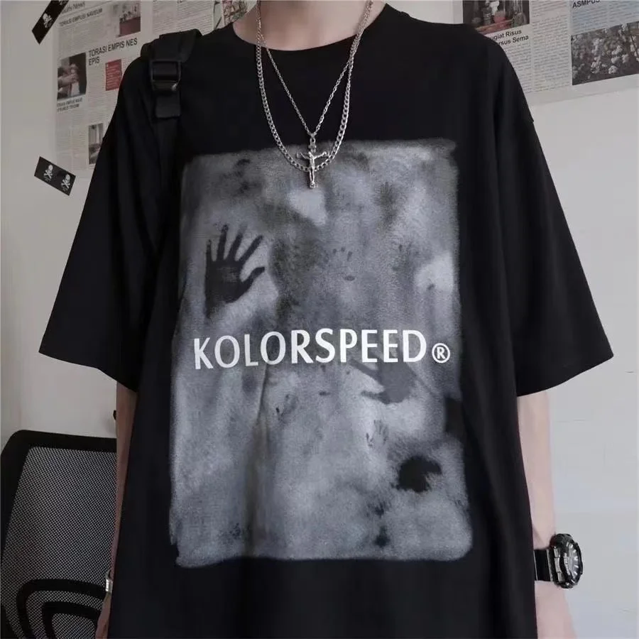 Men's y2k tshirts Oversized Vintage Printing T-shirt 2023 Summer Men's clothing Dark High Street Gothic Short Sleeve Tee men top