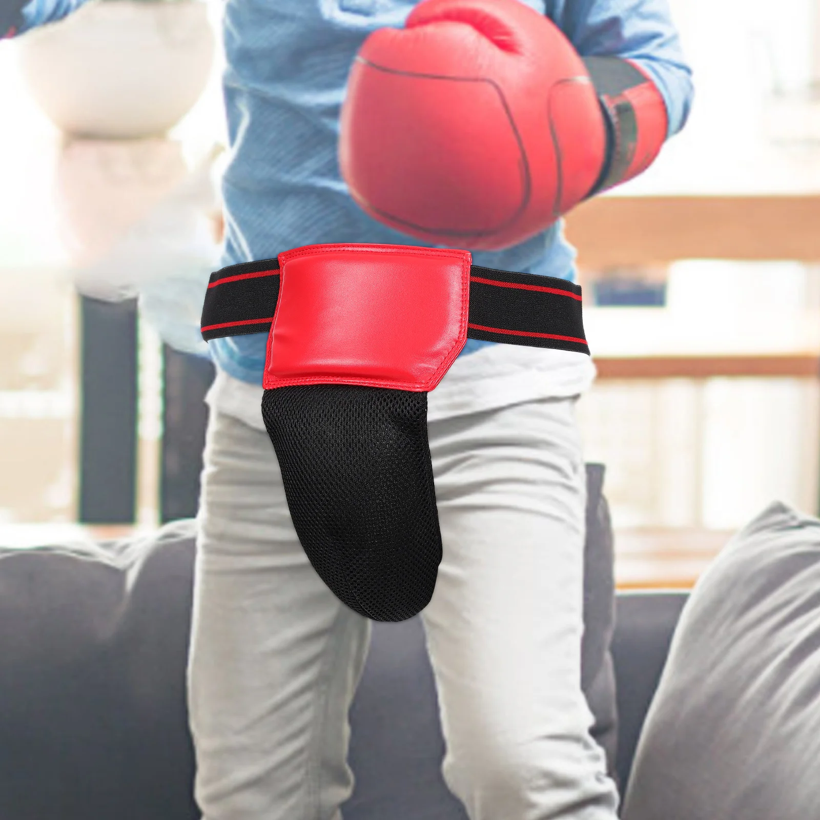 

Black Breathable Groin Guard Reusable Crotch Protector for Boxing Fitness Training Comfortable Groin Protector